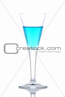 Glass of blue paradise cocktail 