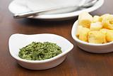 Parsley and bread croutons