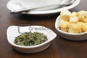 Parsley and bread croutons