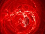 Fractal Swirly Heart on Fire Background