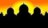 Mosque Silhouette Illustration With Sun Background