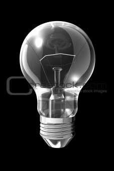 Light bulb on black background