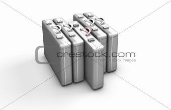 Silver toned metal briefcase, isolated on white backround