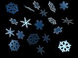 cold crystal gradient snowflakes on black background