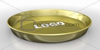gold tray service on white background