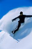 Young woman snowboarding