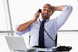 Businessman taking phone call