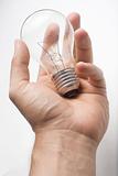 human hand offer a bulb light