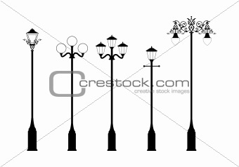 set of elegant victorian style street lamps