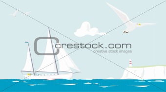 sailing yacht cruising on a summer day