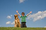 Boy With Dog in the Sky