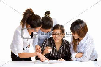 multiracial asian business women having group discussion
