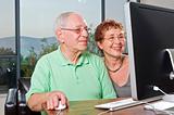 senior couple using  computer