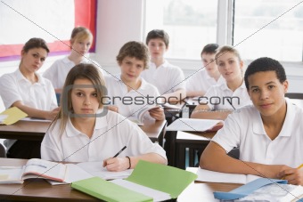 High school students in class