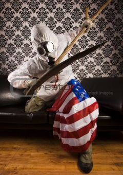 American flag & Freak in the mask