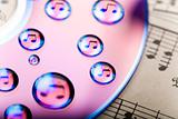 Music water drops on disc