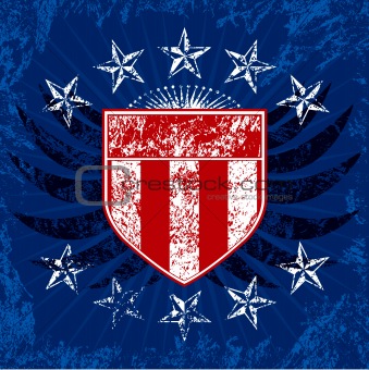 Red White and Blue Grunge Shield