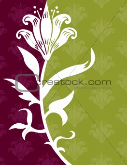 Flower on a Green and Purple Background