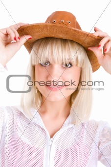 prettty beauty in cowboy hat