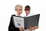 businessladies with financial report