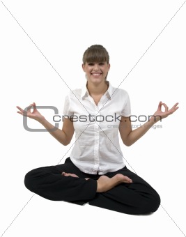 happy young woman exercising yoga