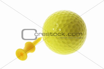 Yellow Golf Ball and Tee