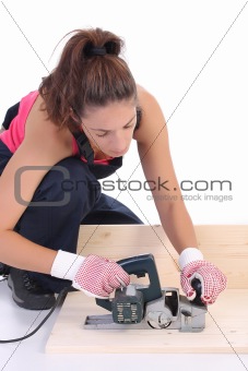 woman carpenter at work