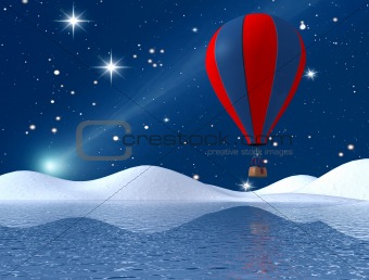 fantasy winter hot-air balloon 