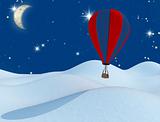 Fantasy hot-air balloon and the moon 