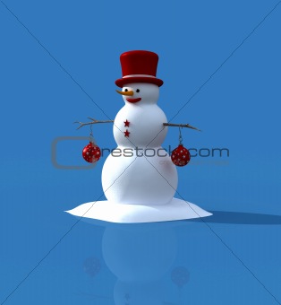 Snowman and christmas ball 