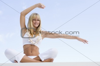 Woman doing yoga outside