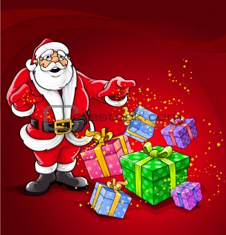 Santa Claus magic Christmas vector illustration