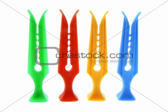 Row of Plastic Clothes Pegs