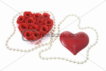 Pearl Necklace and Red Roses