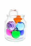 Colored Glass Balls in Jar