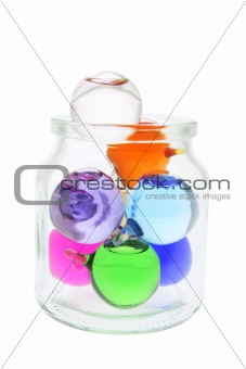 Colored Glass Balls in Jar