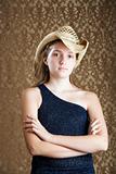 Confident Young Girl in a Cowboy Hat