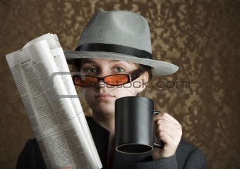 Young girl dressed in spy gear