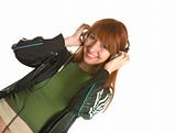 Laughing girl with headphones 