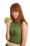 Beautiful girl with green apple
