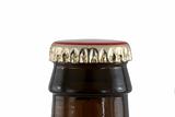 Isolated brown beer bottle with cap