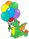 Cute dragon with balloons