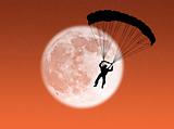 Parachutist in the moon