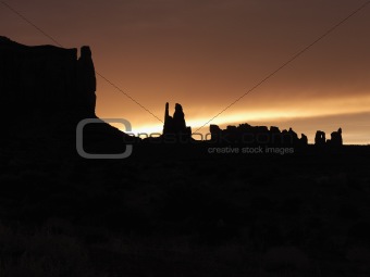 Sunset in Monument Valley.