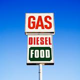 Gas diesel food sign.