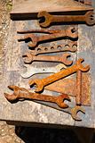 Old rusty wrenches.