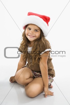 Girl wearing santa cap