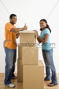 Couple packing boxes.