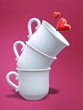 porcelain coffee cups and love heart