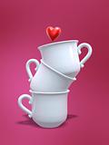porcelain coffee cups and love heart